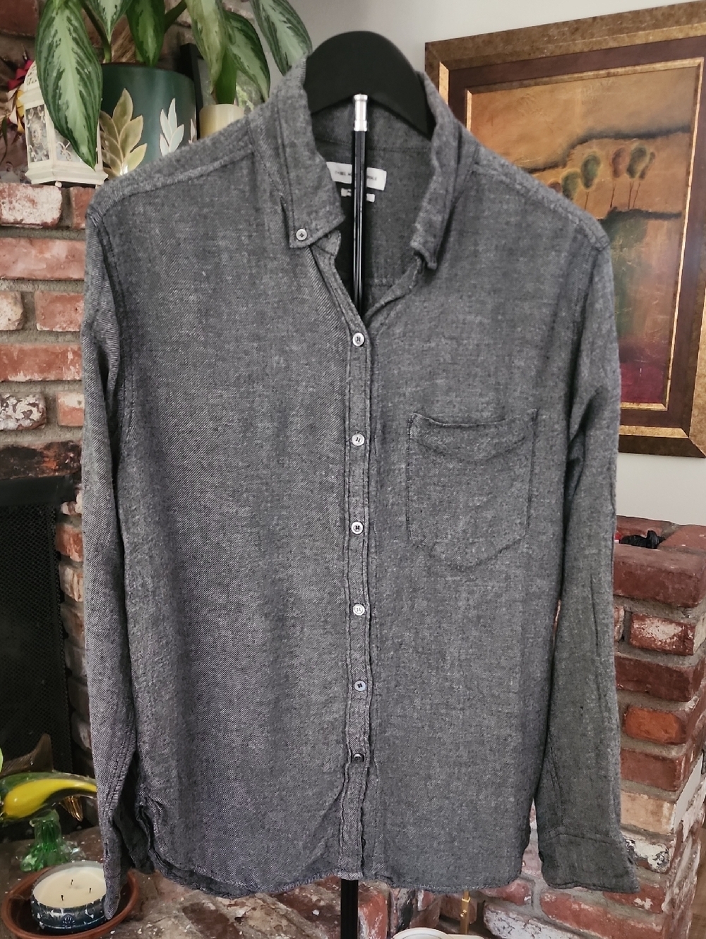 Isabel Marant Etoile Gray Linen Blend Button Down Shirt Size 38 Boho Minimalist